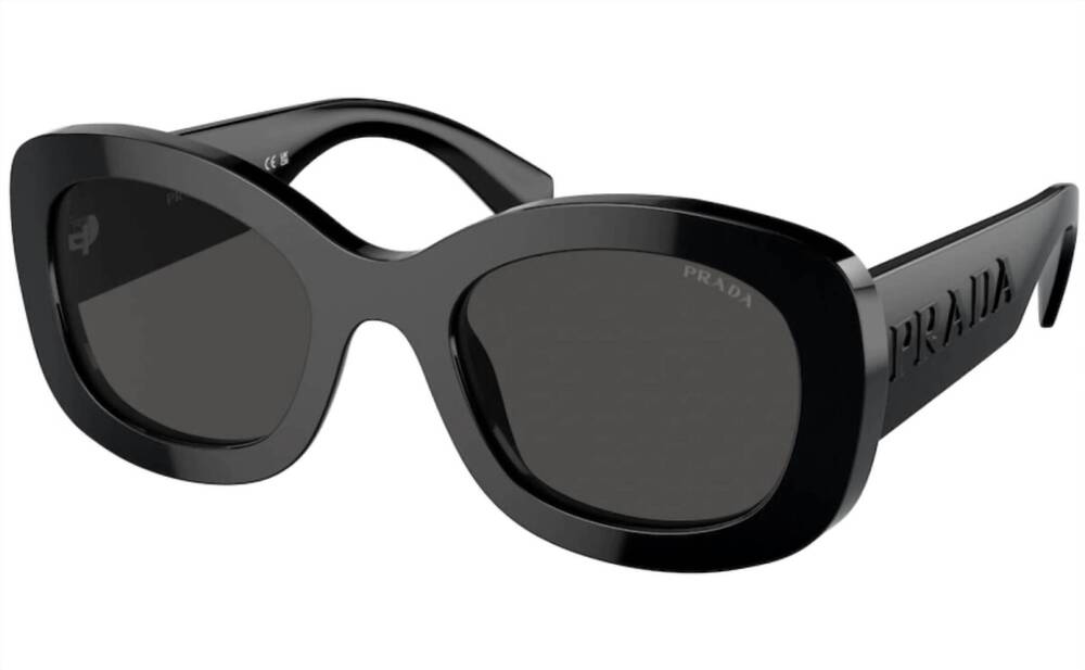 NEW PRADA women's pr a13s 1ab5s0 54 oval sunglasses in black/ dark grey